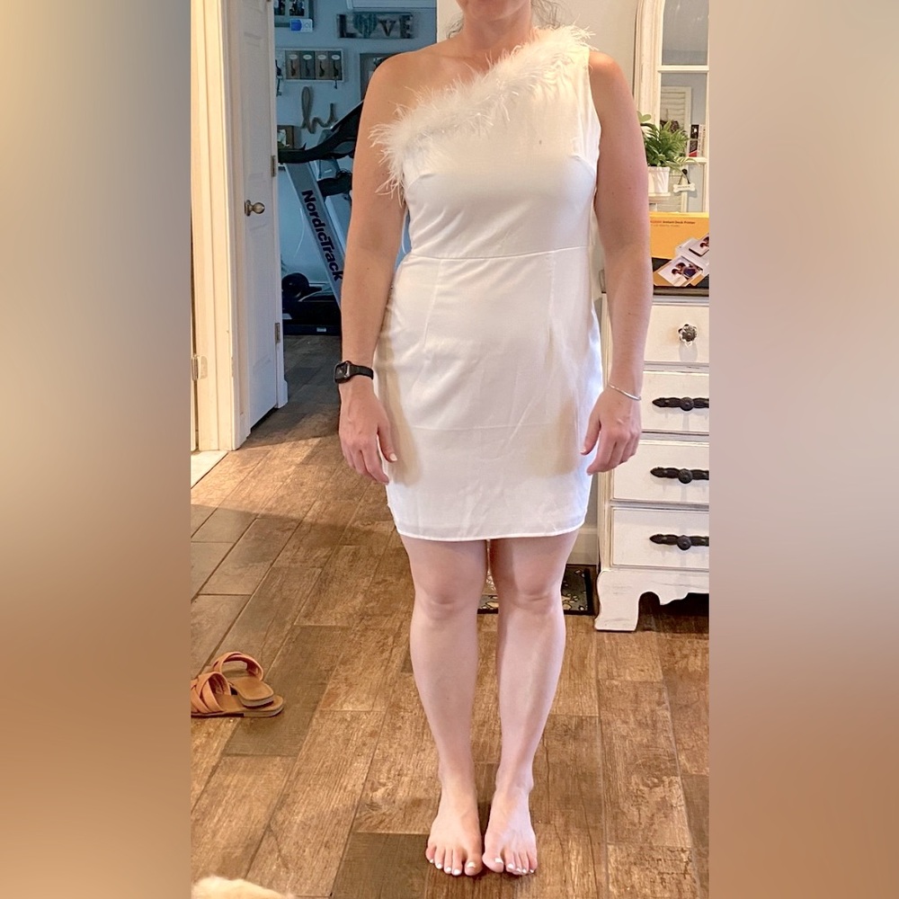 Altar’d State white feather dress - NWOT